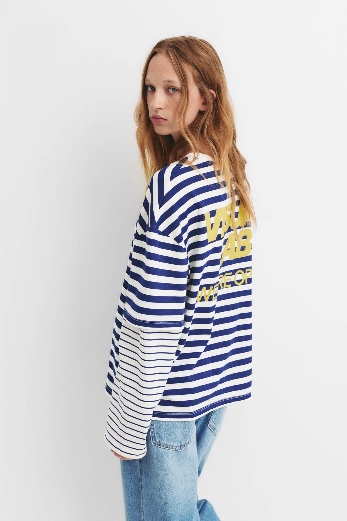 풀앤베어 스트라이프 테크니컬 더블슬리브 라운드넥 티셔츠 7152/339 STRIPED - 상세 이미지 4