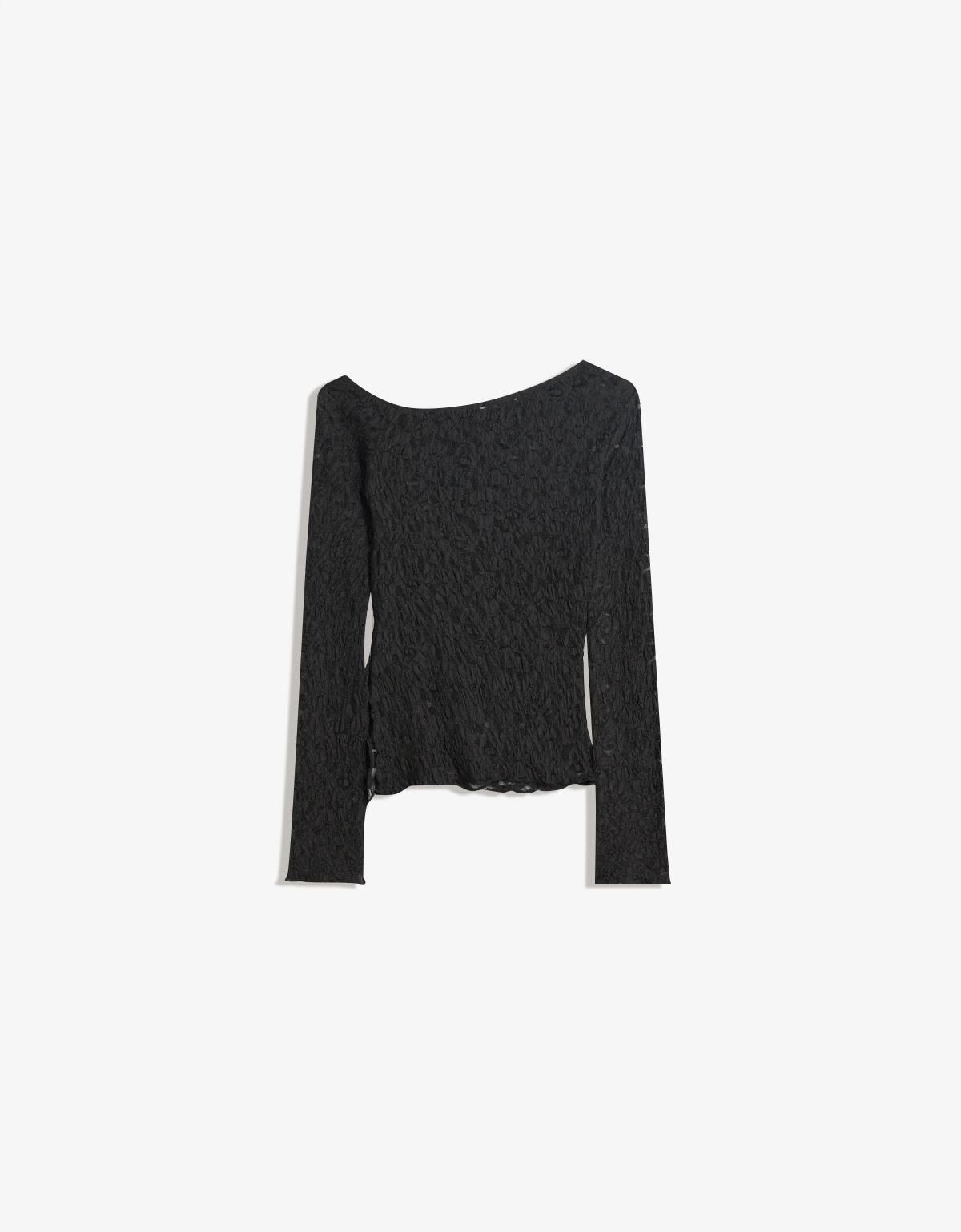 버쉬카 데일리 슬림핏 긴팔 레이스 탑 7542/662 BLACK - 상세 이미지 2