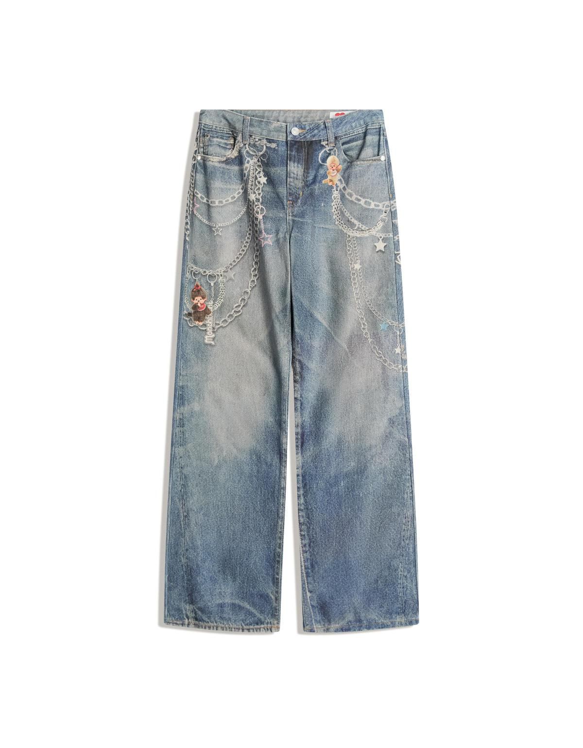 버쉬카 Y2K 프린트 배기핏 데님 청바지 8379/156 LIGHT BLUE - 상품 이미지