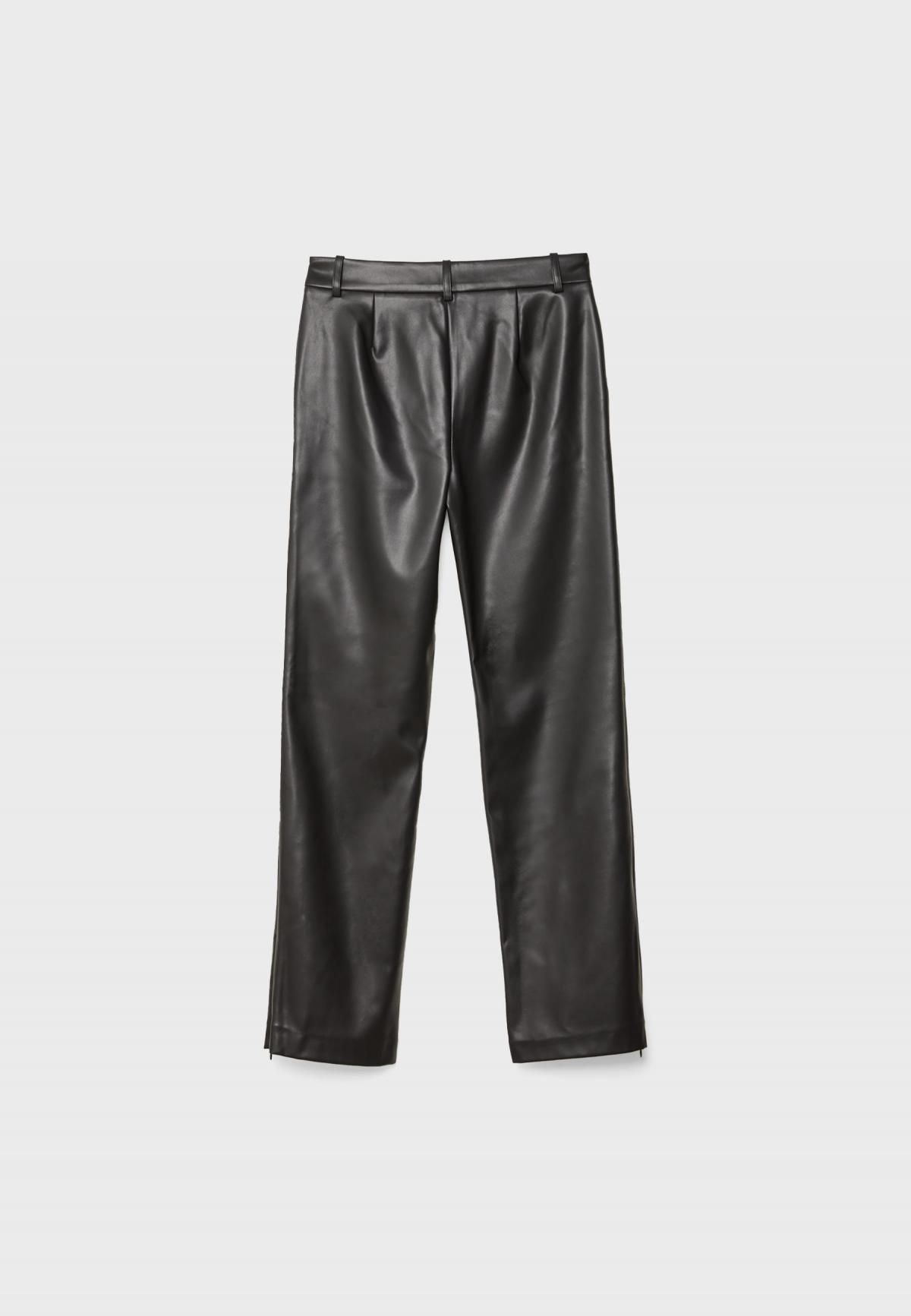 스트라디바리우스 레더 이펙트 스트레이트핏 사이드 지퍼 팬츠 8296/160 BLACK - 상세 이미지 4