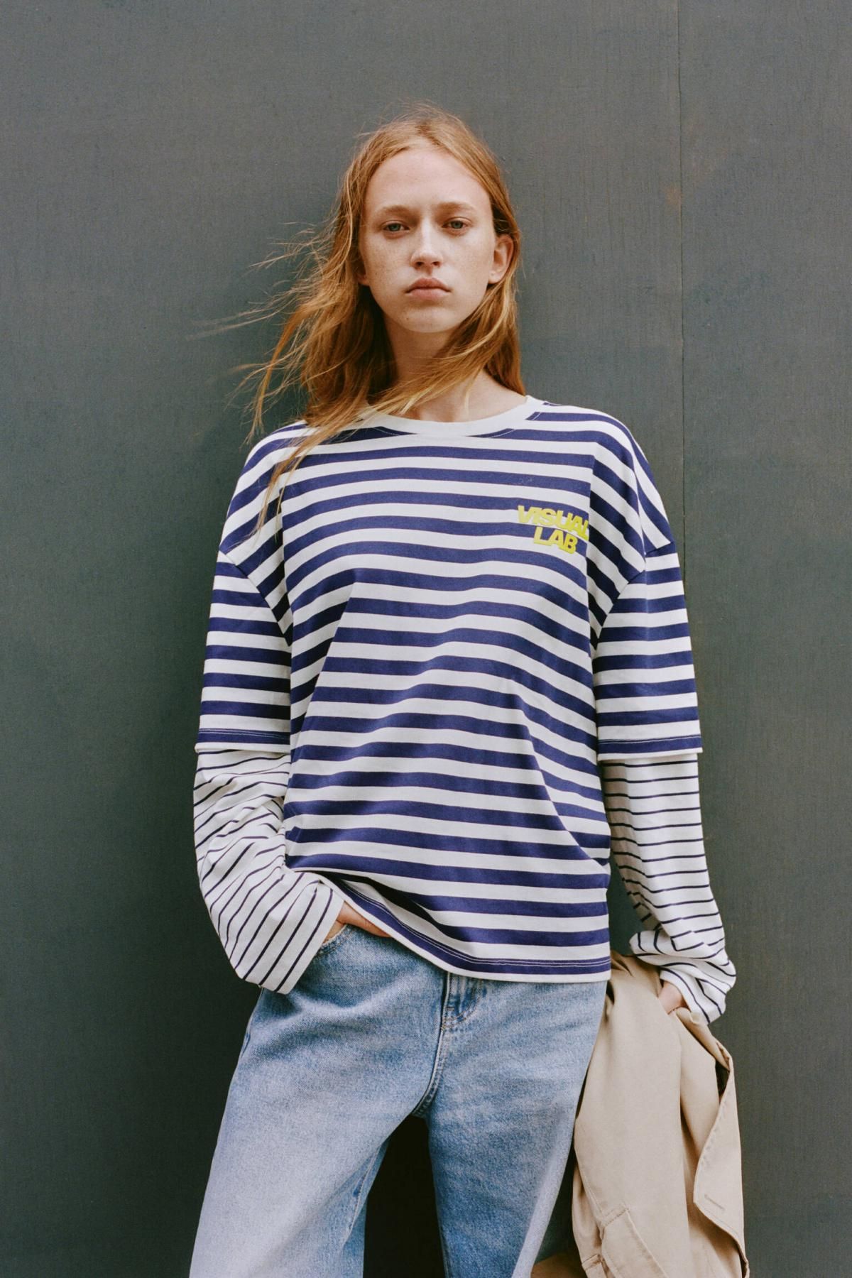 풀앤베어 스트라이프 테크니컬 더블슬리브 라운드넥 티셔츠 7152/339 STRIPED - 상세 이미지 2
