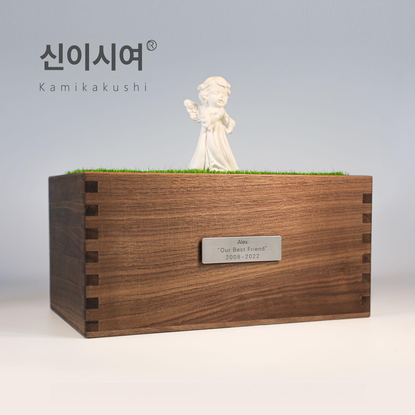 추모함 고양이 강아지 호두나무 고급 스톤함 유골함 대형 30cmx18cmx12cm - 상세 이미지 2
