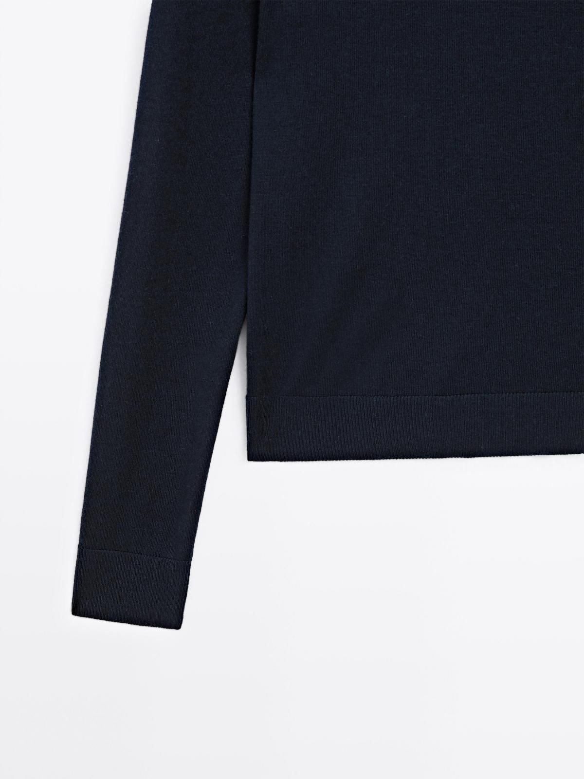 마시모두띠 베이직 하이넥 울블렌드 니트 스웨터 5660/579 NAVY BLUE - 상세 이미지 4