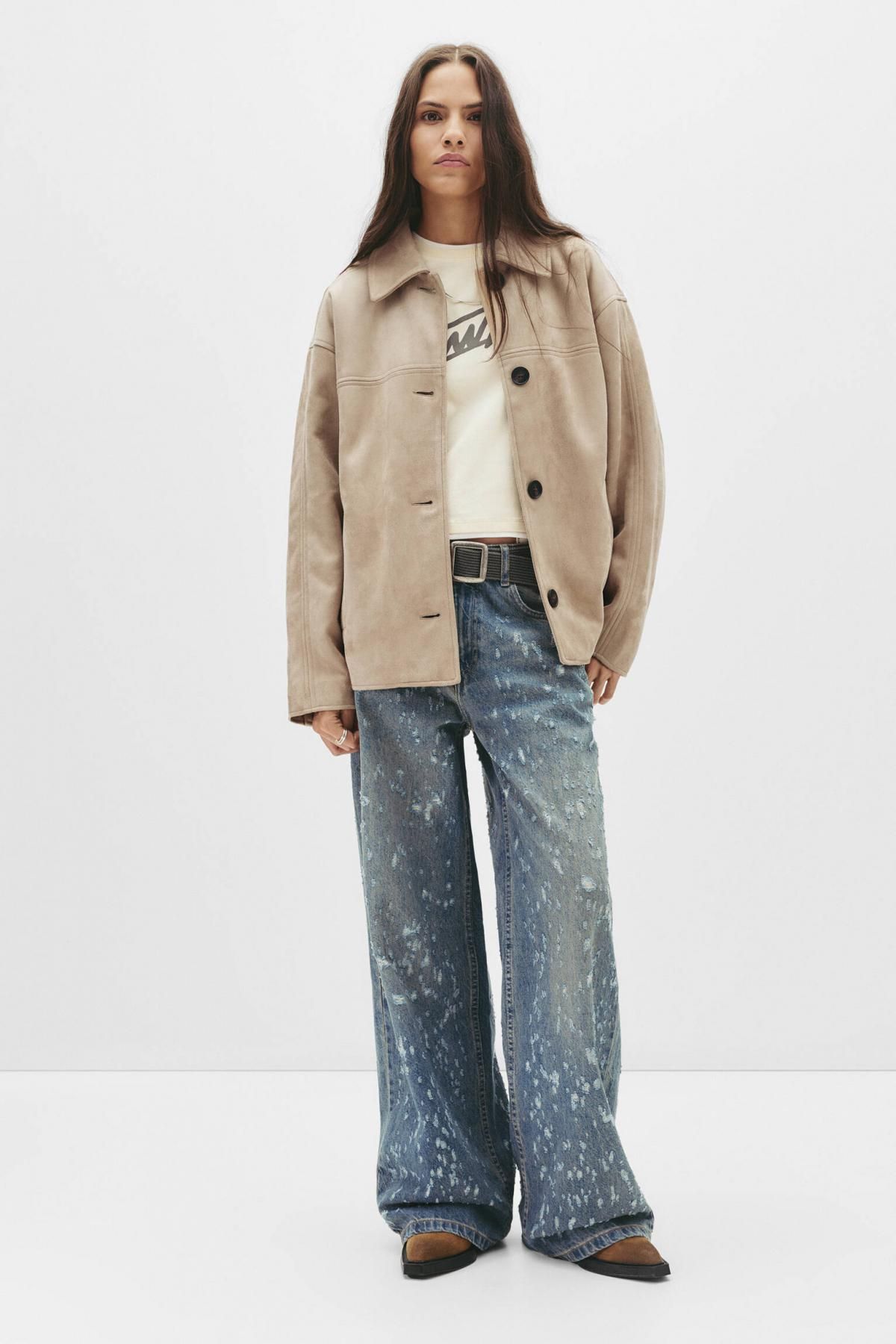 풀앤베어 테크니컬 레더 이펙트 베이지 재킷 7700/389 BEIGE - 상세 이미지 2