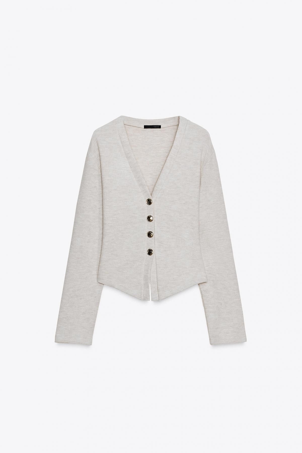 자라 소프트 브이넥 메탈버튼 가디건 5039/222 BEIGE MARL - 메인 이미지