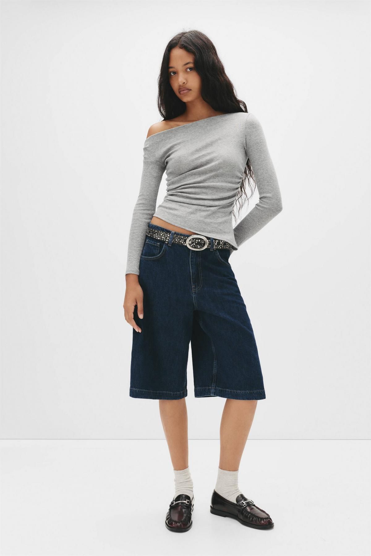 풀앤베어 어반 언발란스 드레이프 긴팔 티셔츠 7152/340 GREY MARL - 상세 이미지 4
