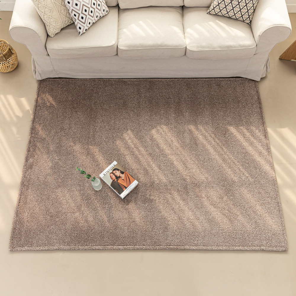 먼지없는 워셔블 장모 온감 러그 대형 거실 침실 원룸 노바 커피브라운, 100x150