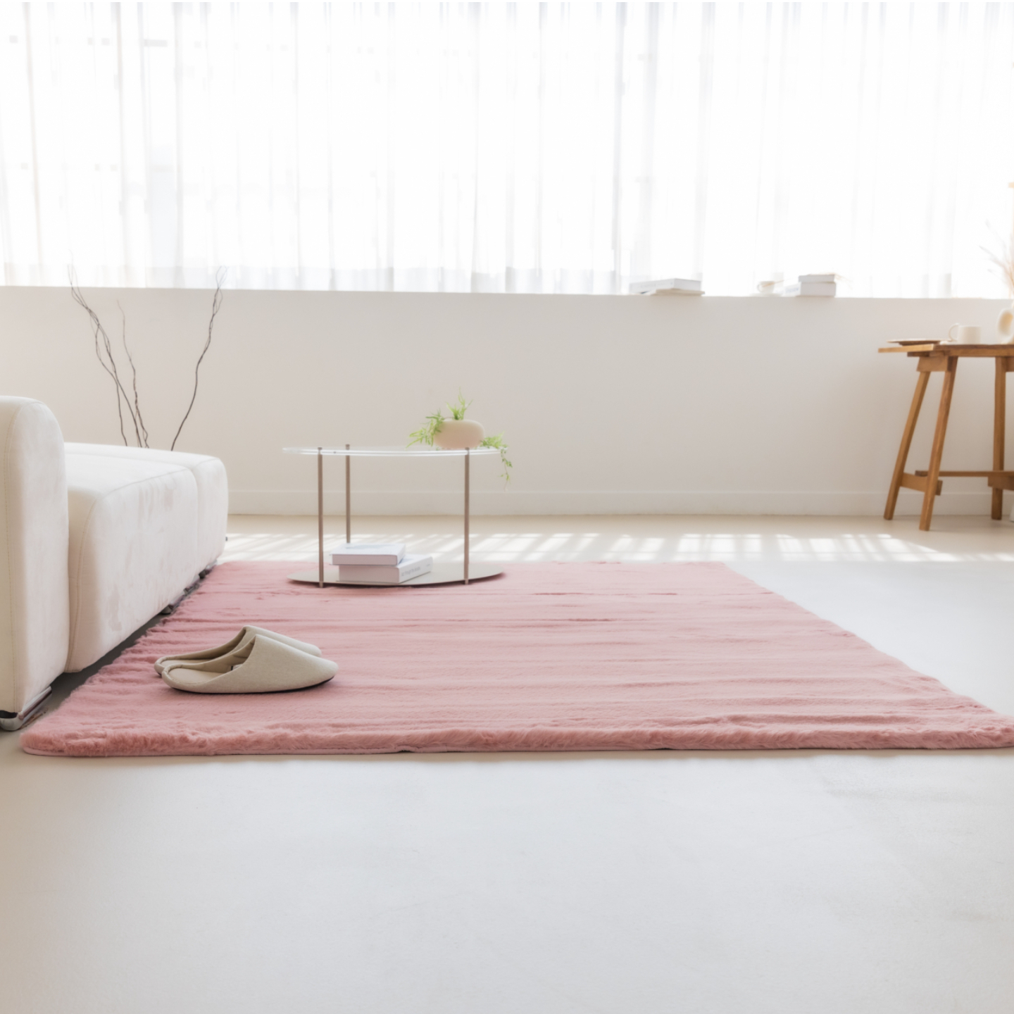 먼지없는 워셔블 장모 온감 러그 대형 거실 침실 원룸 에코퍼 핑크, 원형 170