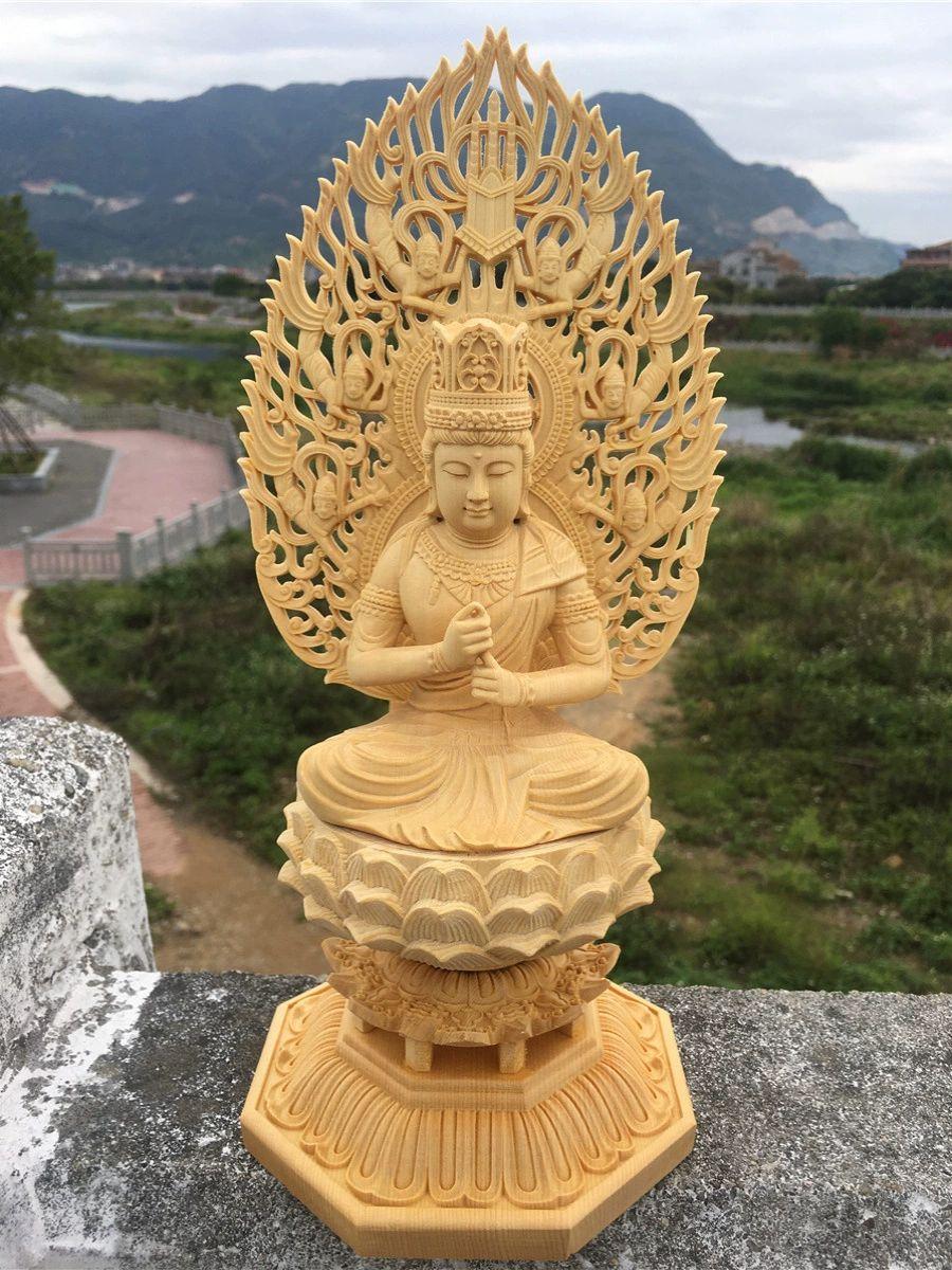 부처상 불교상 조계사 목불상 아미타불 명상 입불상 히노키 목재 아카사라 28cm 조각 A - 상세 이미지 4