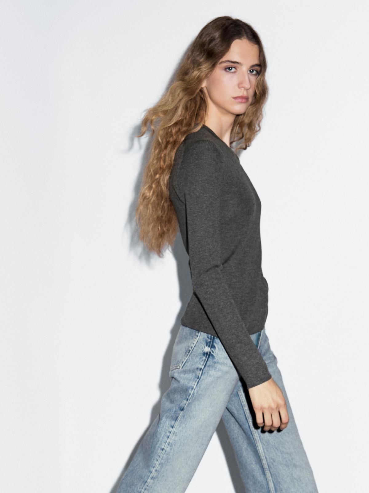 마시모두띠 테크니컬 울블렌드 골지 라운드넥 니트 스웨터 5673/583 MEDIUM GREY - 상세 이미지 3