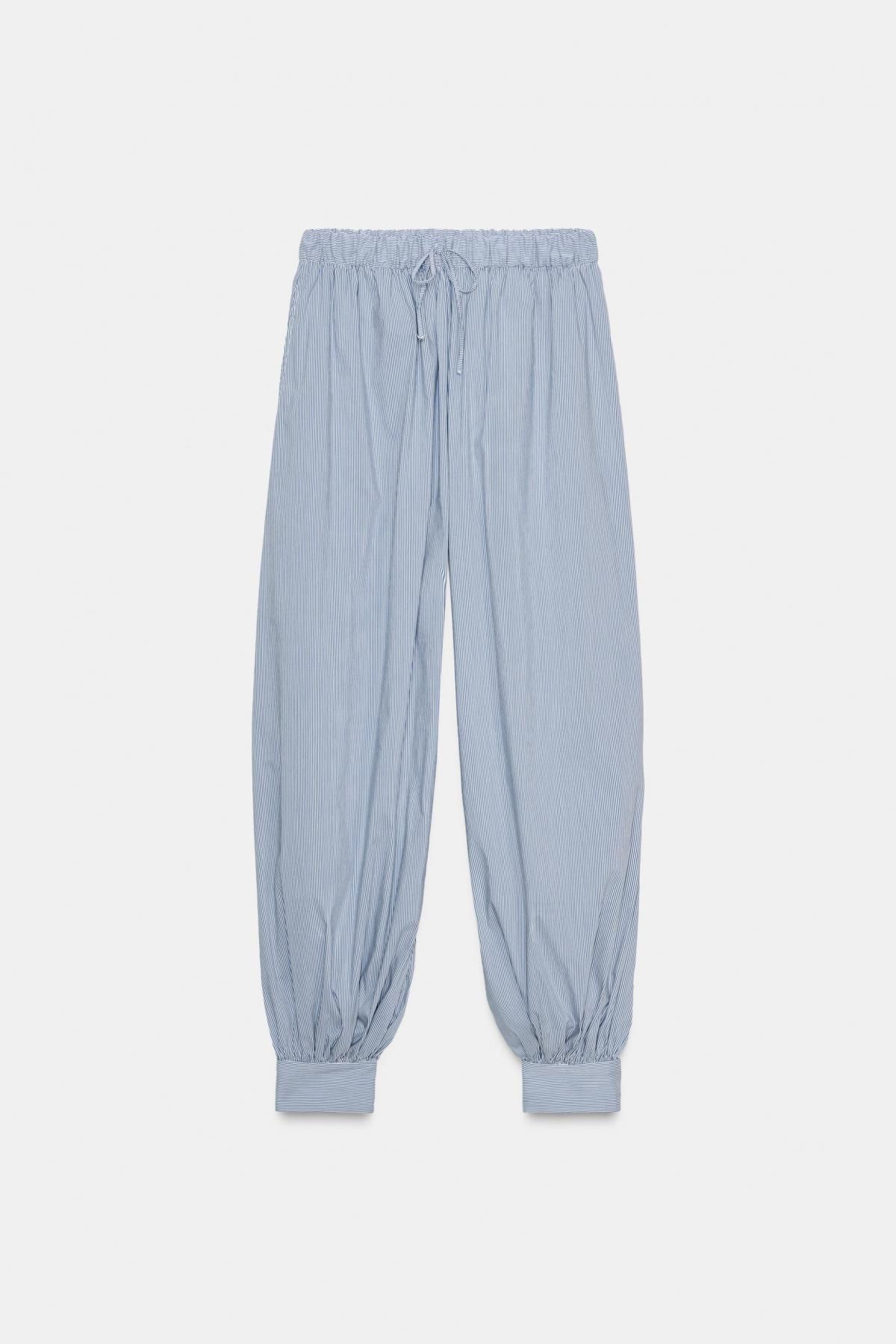 자라 스트라이프 코튼 포플린 벌룬 와이드 팬츠 9453/108 BLUE/WHITE - 메인 이미지