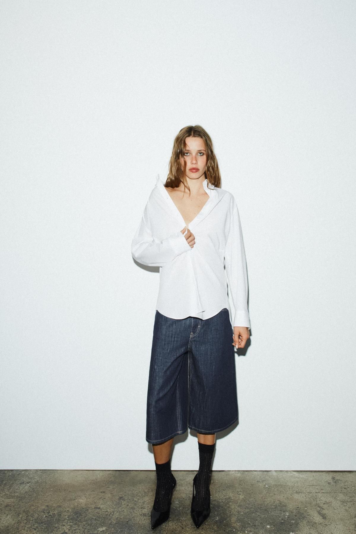 자라 미니멀 오버핏 화이트 포플린 셔츠 8767/255 WHITE - 상세 이미지 2