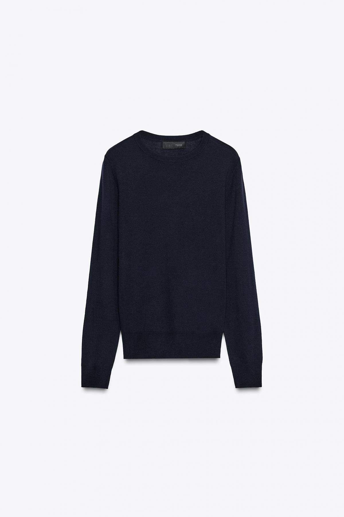 자라 울블렌드 베이직 라운드넥 니트 스웨터 9598/132 NAVY BLUE - 상품 이미지