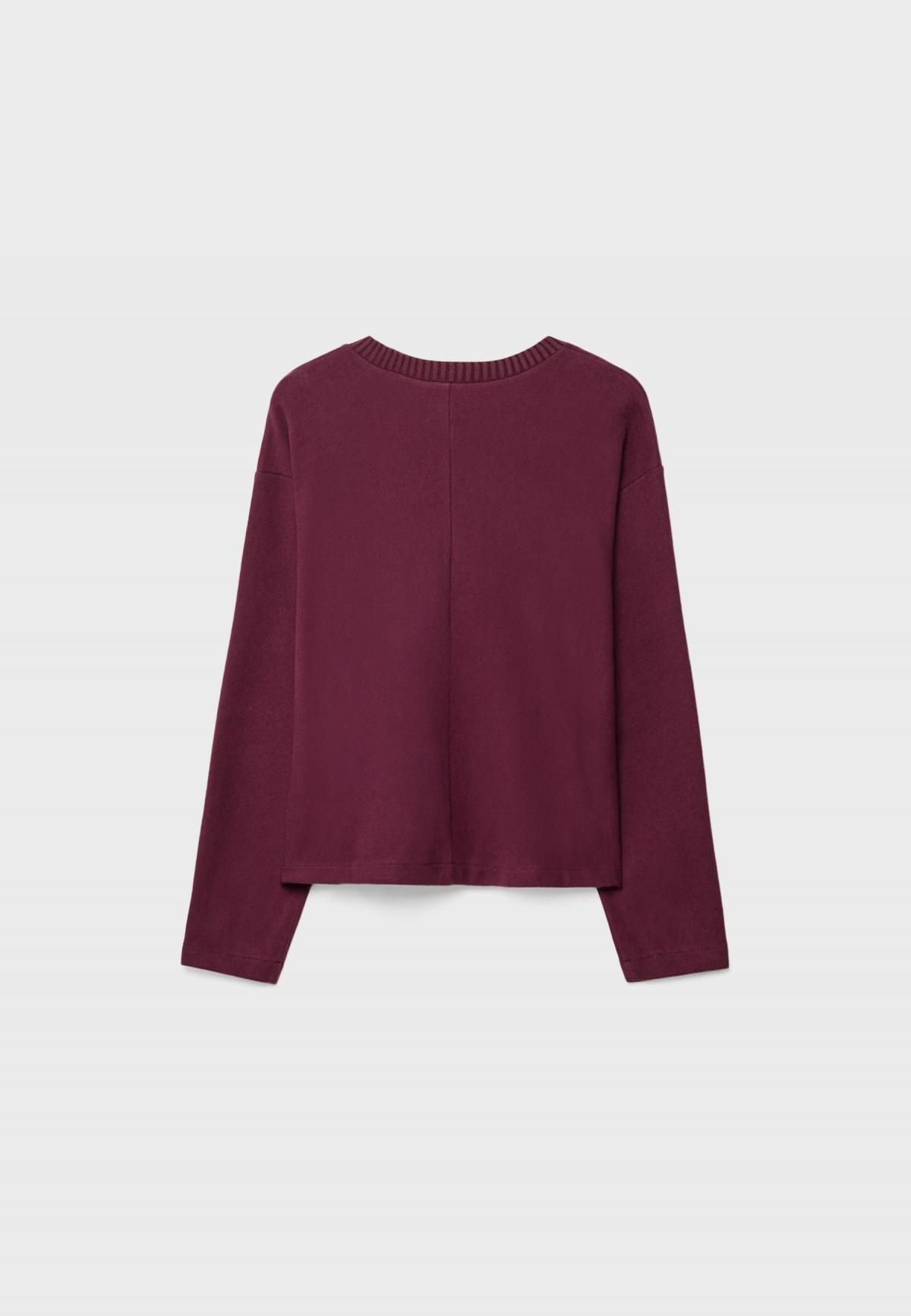 스트라디바리우스 버건디 소프트터치 루즈핏 라운드넥 니트 긴팔 티셔츠 6535/501 AUBERGINE - 상세 이미지 2