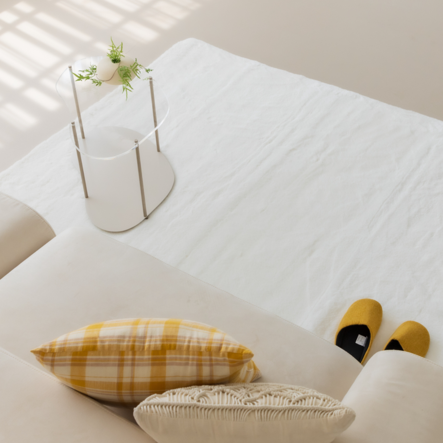 먼지없는 워셔블 장모 온감 러그 대형 거실 침실 원룸 에코퍼 화이트, 원형 200