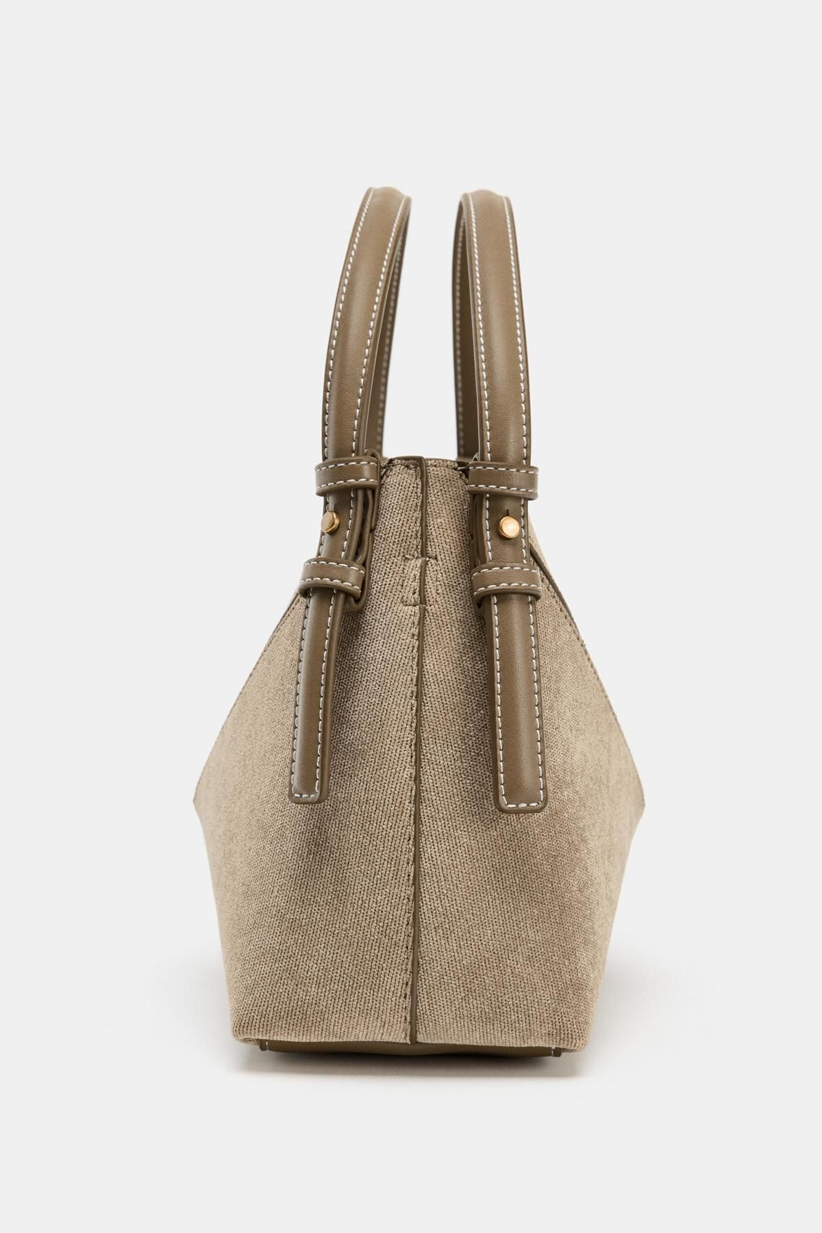 자라 베이직 스티치 미니 토트백 6640/610 SAND/BROWN - 상세 이미지 5