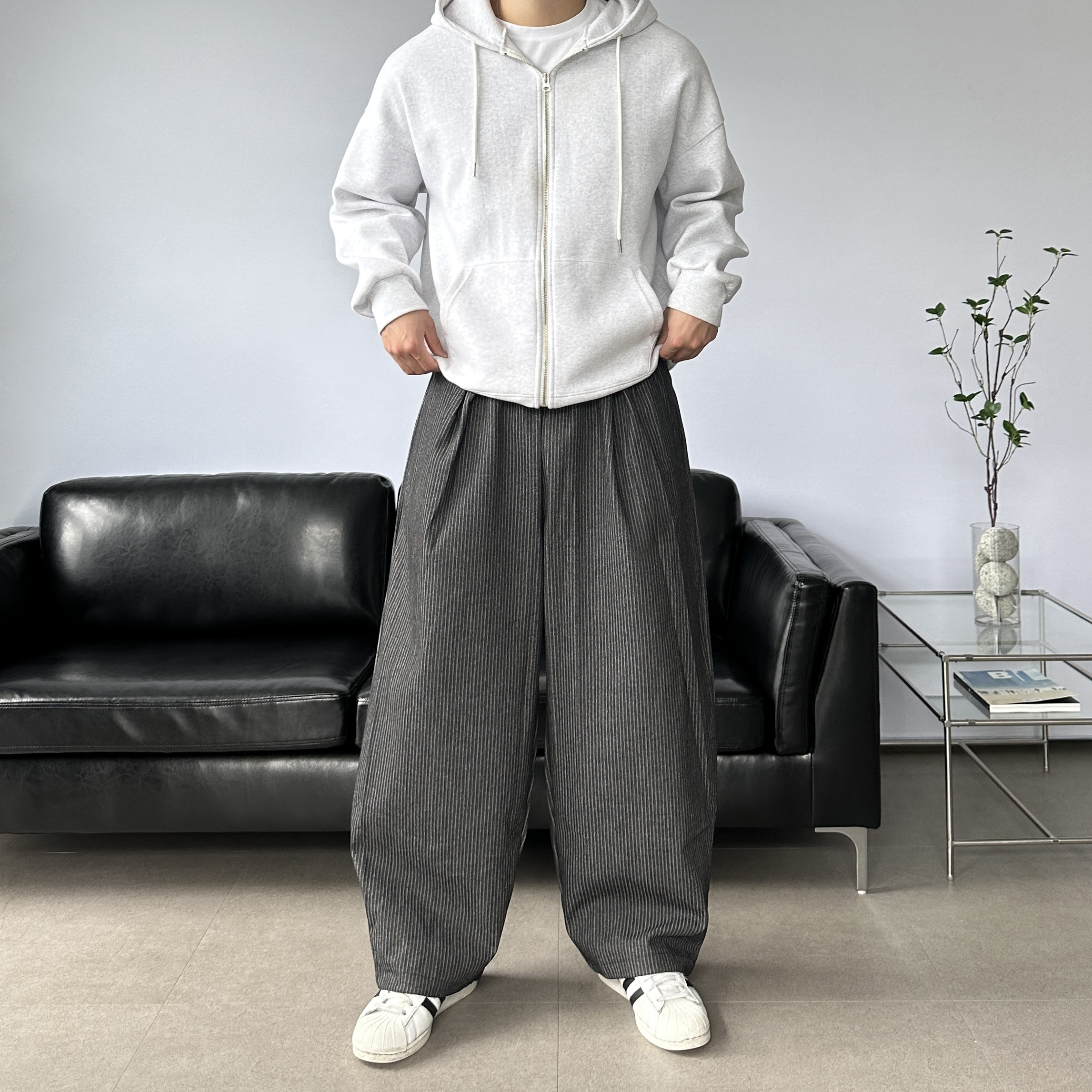 남자스트라이프팬츠 벌룬팬츠 통큰바지 - 상세 이미지 5