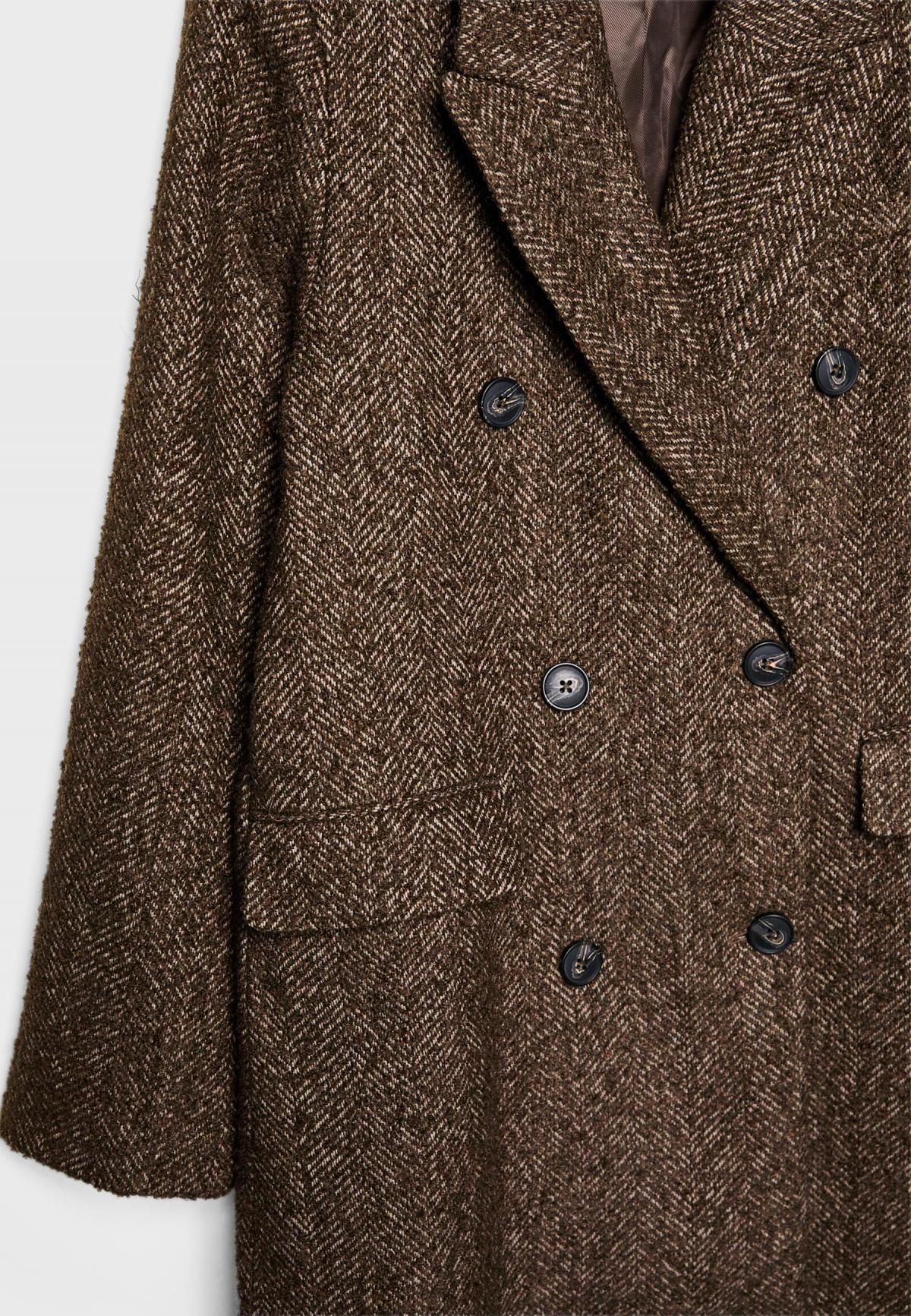 스트라디바리우스 오버사이즈 헤링본 브라운 더블 코트 8601/766 CARAMEL - 상세 이미지 3