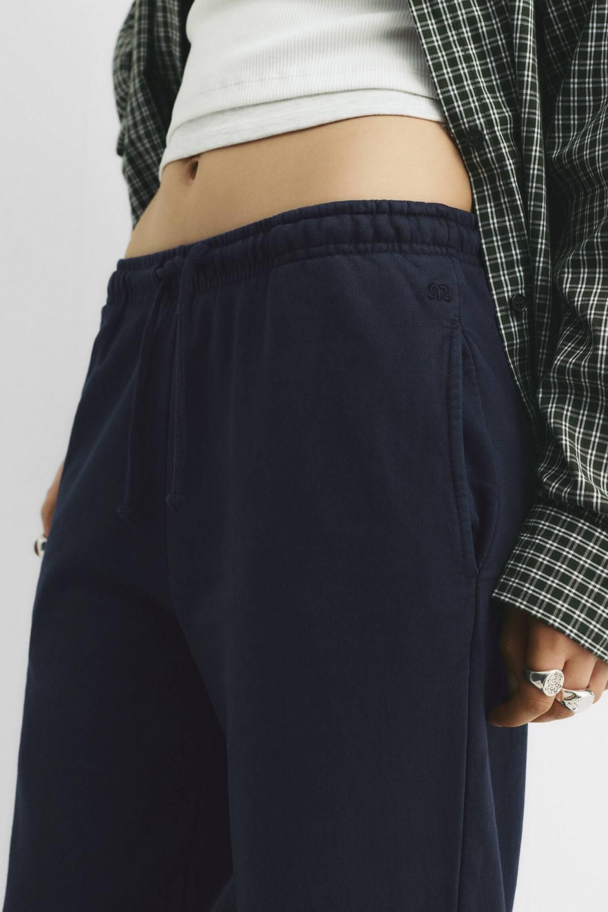 풀앤베어 코튼 블렌드 밴딩 플루이드 트랙 와이드 팬츠 7675/310 NAVY - 상세 이미지 5