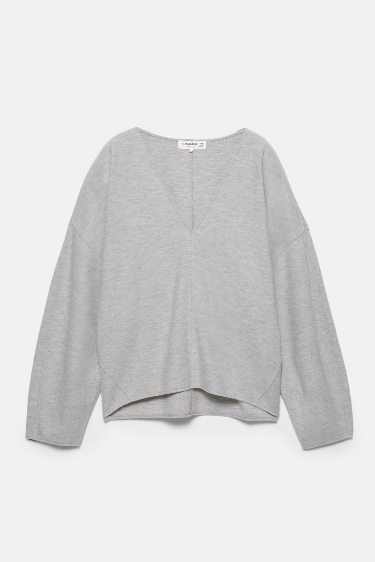 풀앤베어 소프트터치 브이넥 니트 베이직 긴팔 스웨터 7550/368 GREY MARL - 상품 이미지