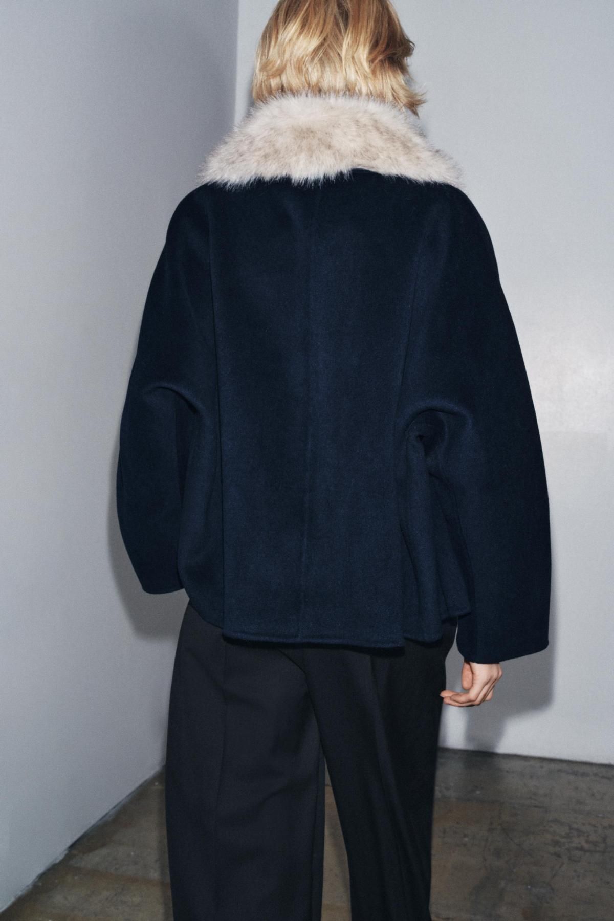 자라 울 블렌드 퍼카라 숏 재킷 7522/241 NAVY BLUE - 상세 이미지 4
