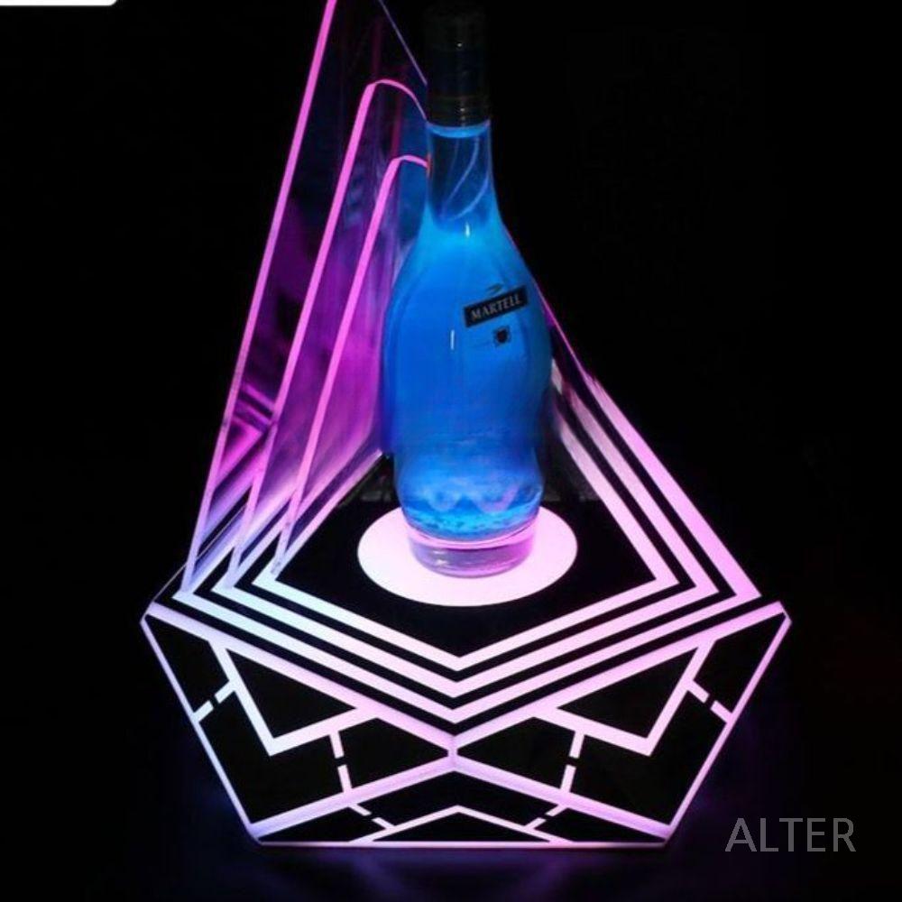 샴페인 케이스 클럽 led 스페이드 홀더 방패형 블랙 스페이드 받침 (옐로우) - 상세 이미지 4
