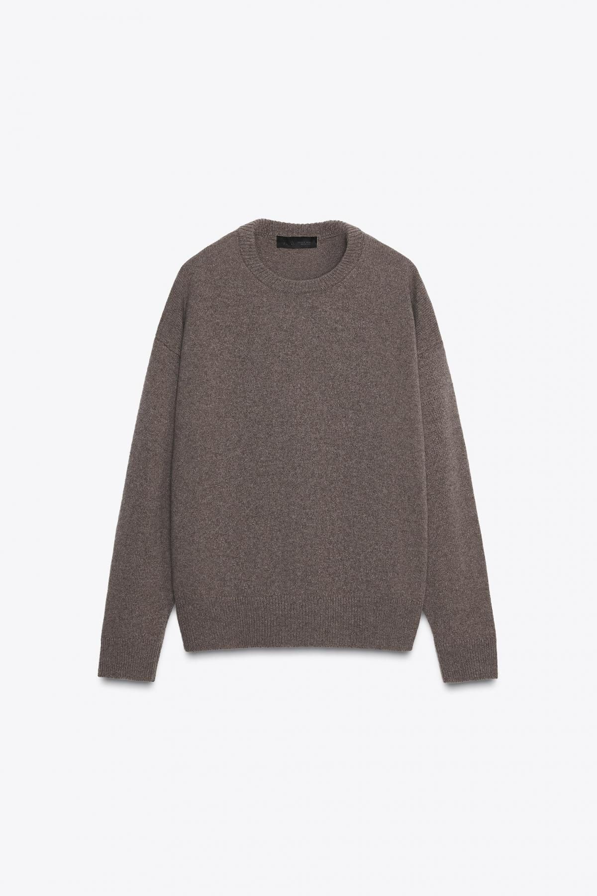 자라 프리미엄 캐시미어 울 라운드넥 니트 긴팔 스웨터 6771/105 BROWN / TAUPE - 상품 이미지