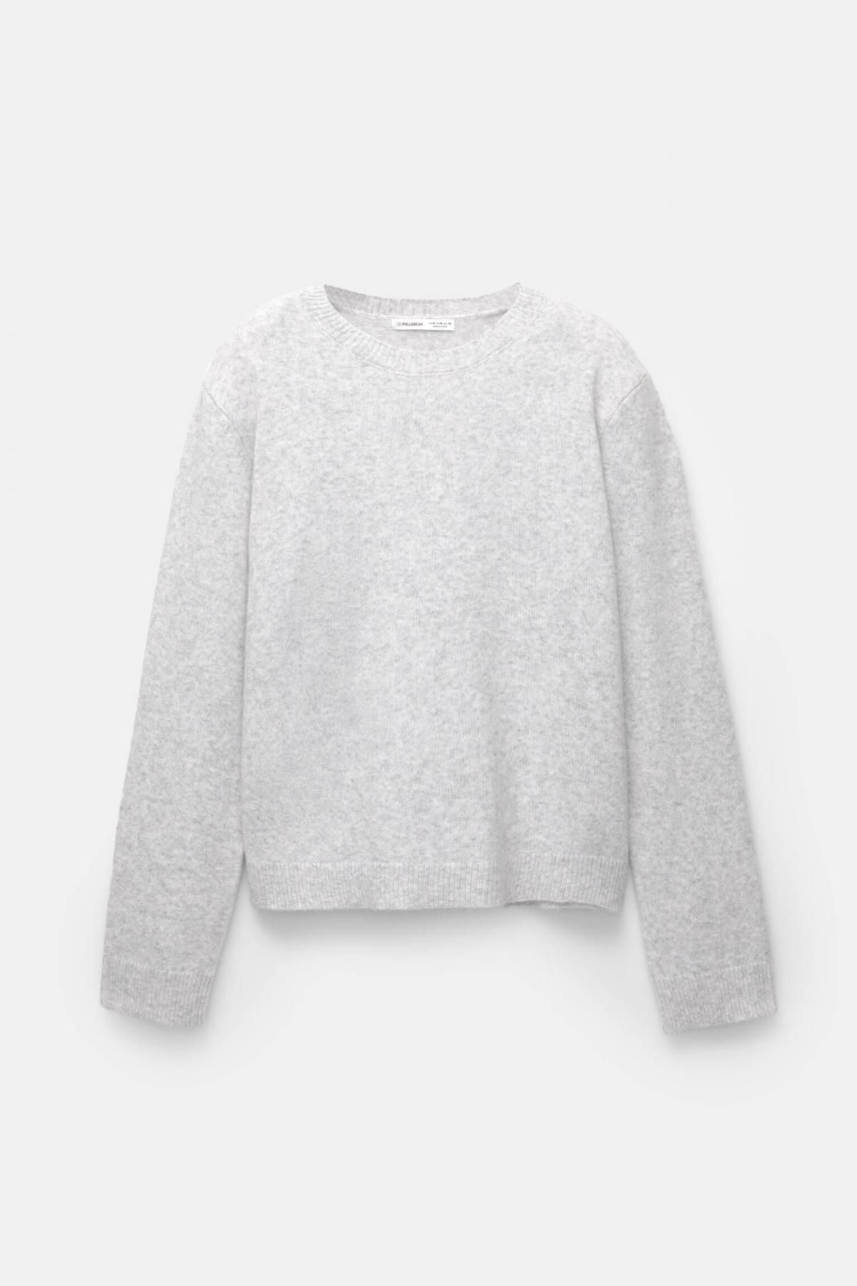 풀앤베어 소프트 베이직 라운드넥 레귤러핏 니트 스웨터 7550/304 GREY MARL - 상품 이미지