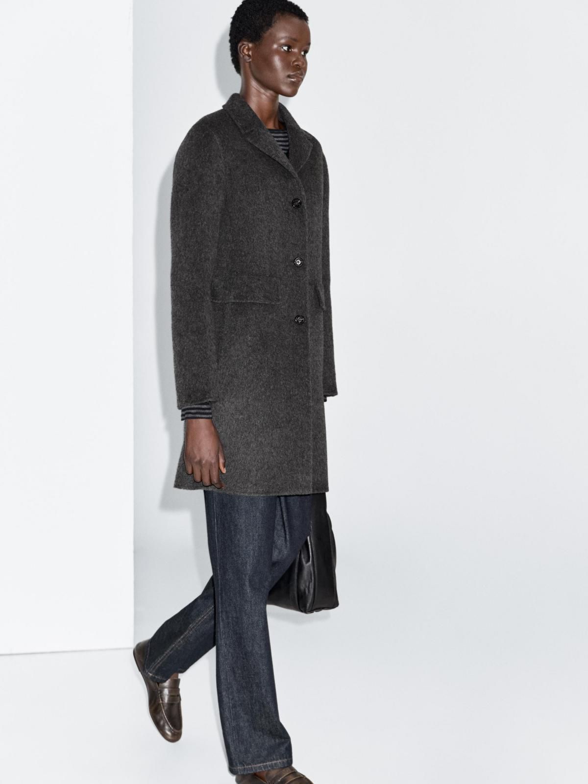 마시모두띠 클래식 울블렌드 라펠 미디 코트 6435/985 GREY - 상세 이미지 4
