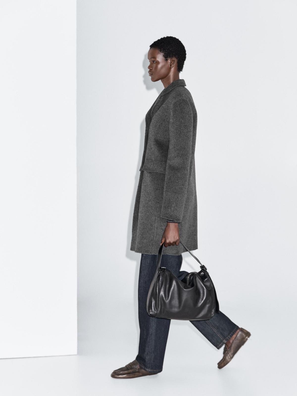 마시모두띠 클래식 울블렌드 라펠 미디 코트 6435/985 GREY - 상세 이미지 5