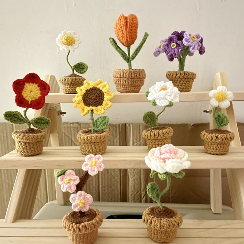 DIY 화분 손뜨개 키트 장미 실내 장식 인테리어 소품 - 상세 이미지 3