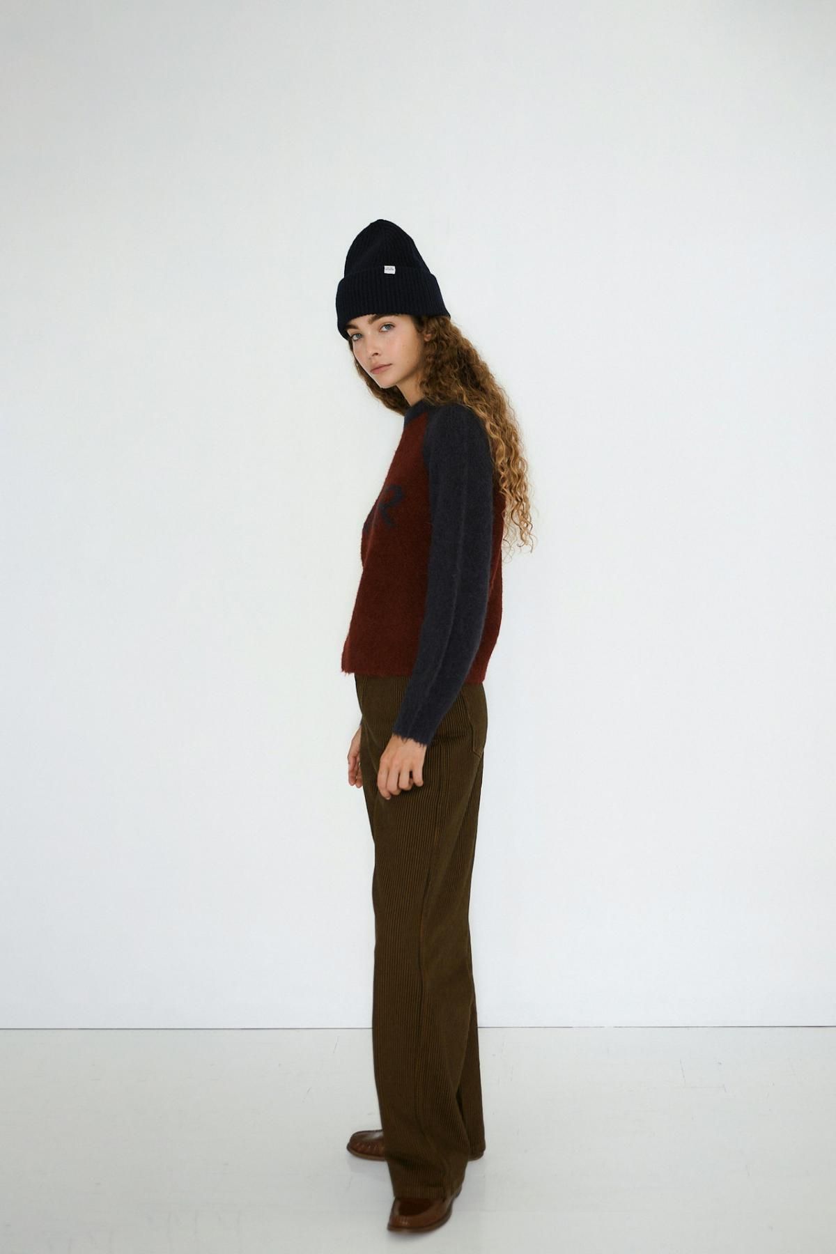 타이니코튼 컬러블록 버건디 네이비 라운드넥 니트 스웨터 AW25-671S21 ONE COLOR - 상세 이미지 5