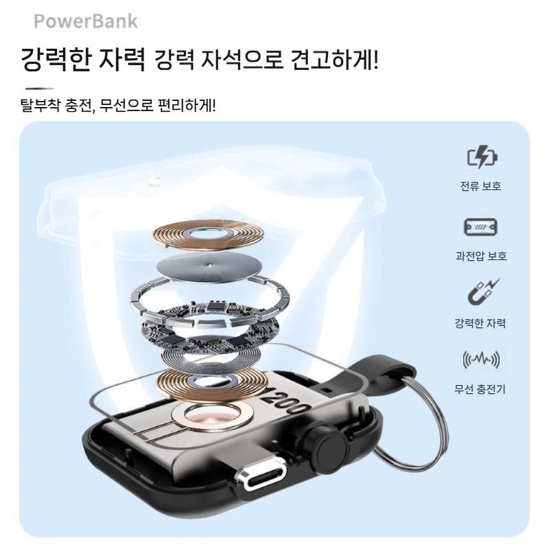 애플워치11 울트라3 se3 미니 무선 충전기 휴대용 스탠드 베이스 마그네틱 보조 배터리 - 상세 이미지 4