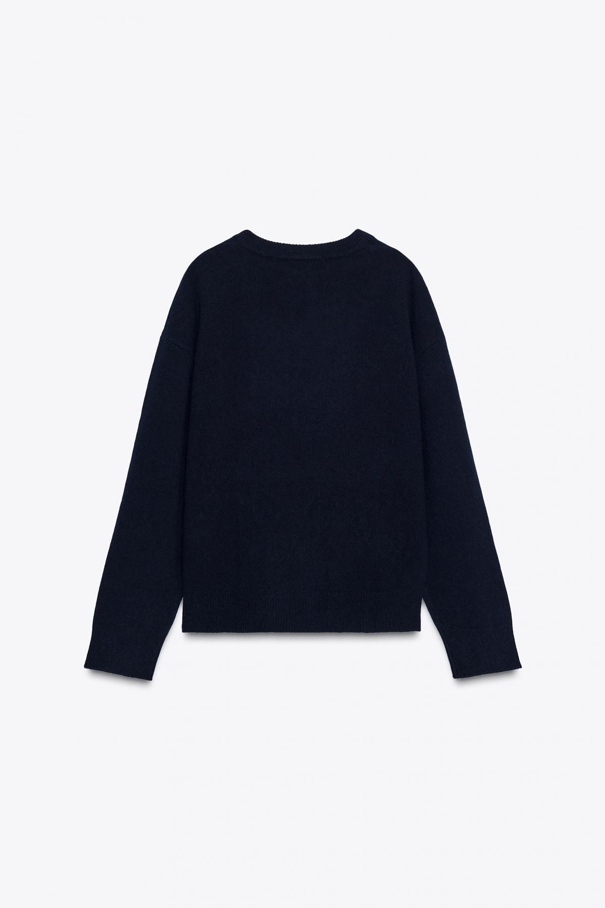 자라 프리미엄 울 브이넥 니트 스웨터 9598/116 NAVY BLUE - 상세 이미지 5