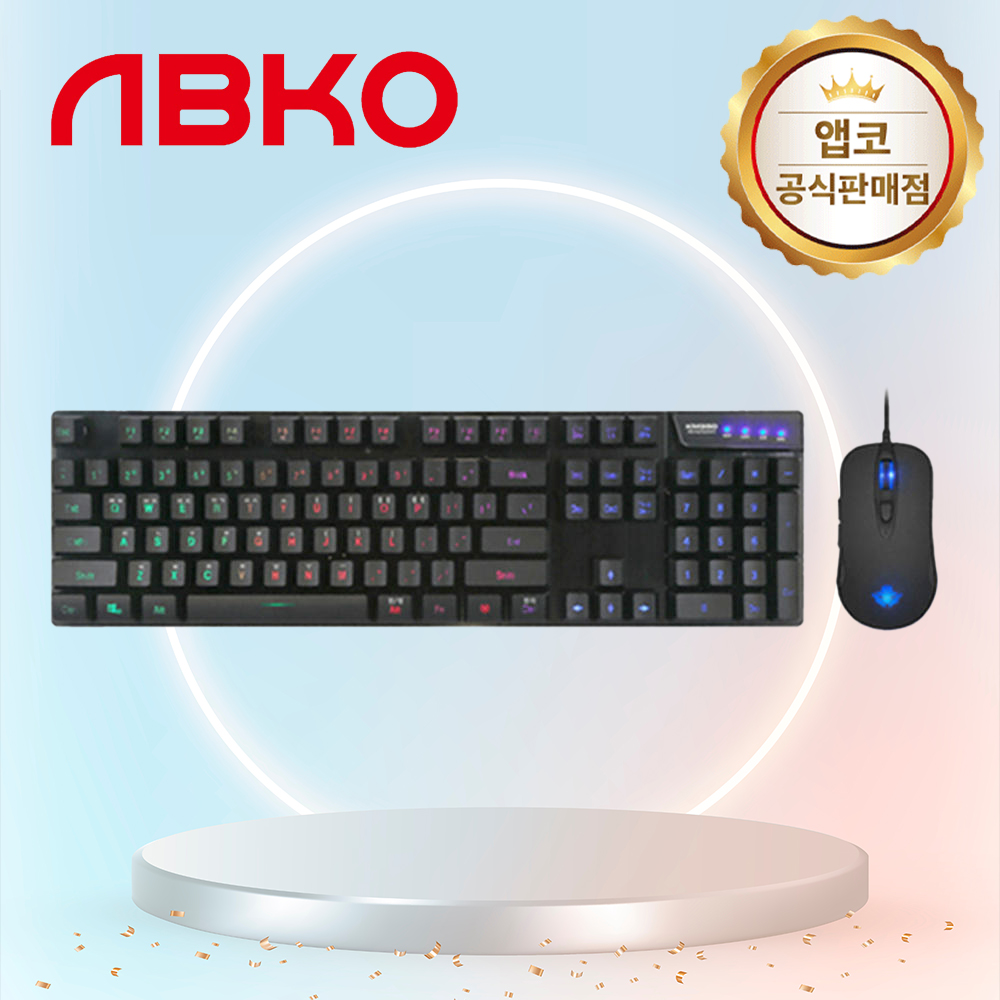 앱코 해커 KM350 레인보우 LED 게이밍 키보드 마우스 콤보 - 메인 이미지
