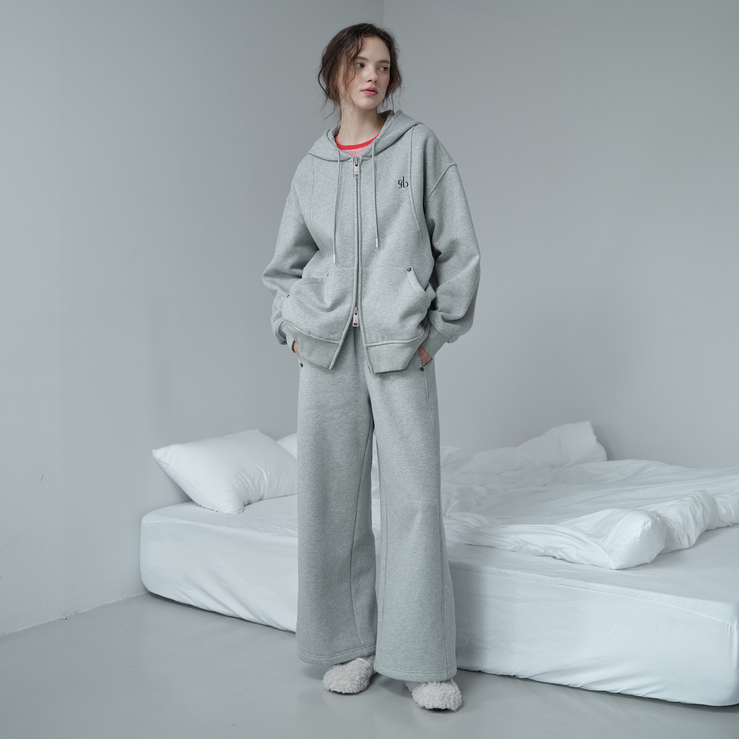 [N도착보장][쥬시쥬디][SET] 기모 져지 후드 집업 + 팬츠 셋업 JZST7005 제품 이미지