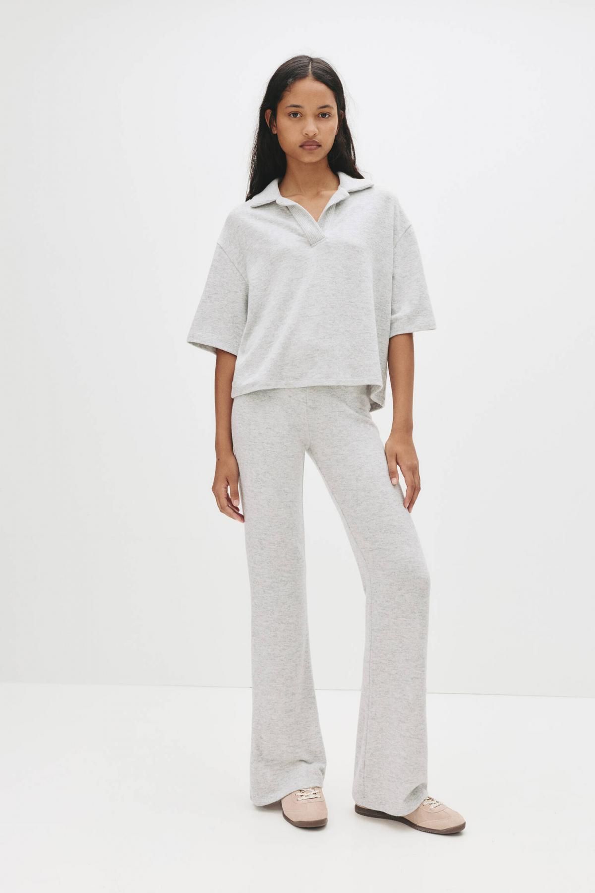 풀앤베어 그레이 오버사이즈 소프트 반팔 폴로 셔츠 7153/326 GREY - 상세 이미지 3