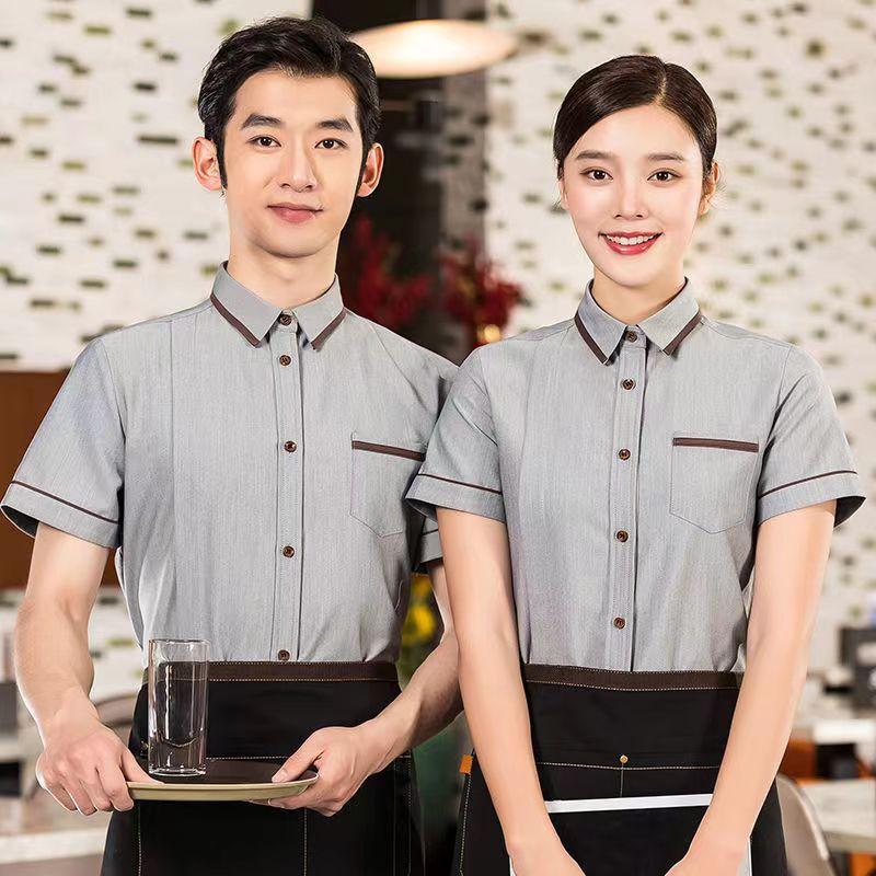 식당 카페유니폼 캐주얼 긴팔 서빙복 호텔 커피숍 그레이 조절식 버튼 긴팔 M - 상세 이미지 3