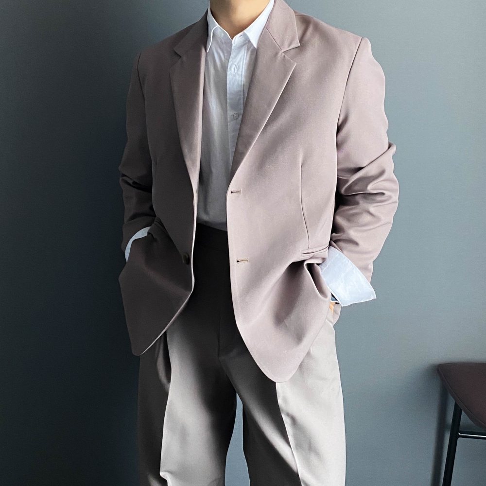 남자 정장 셋업 링클프리 오버핏 수트 자켓 슬랙스 블랙 검정 하객룩 출근룩 - 상세 이미지 4