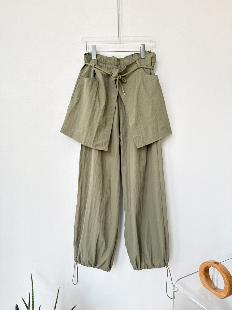 투웨이 랩스커트 트랙 바스락 조거 와이드 치마바지 - 상품 이미지