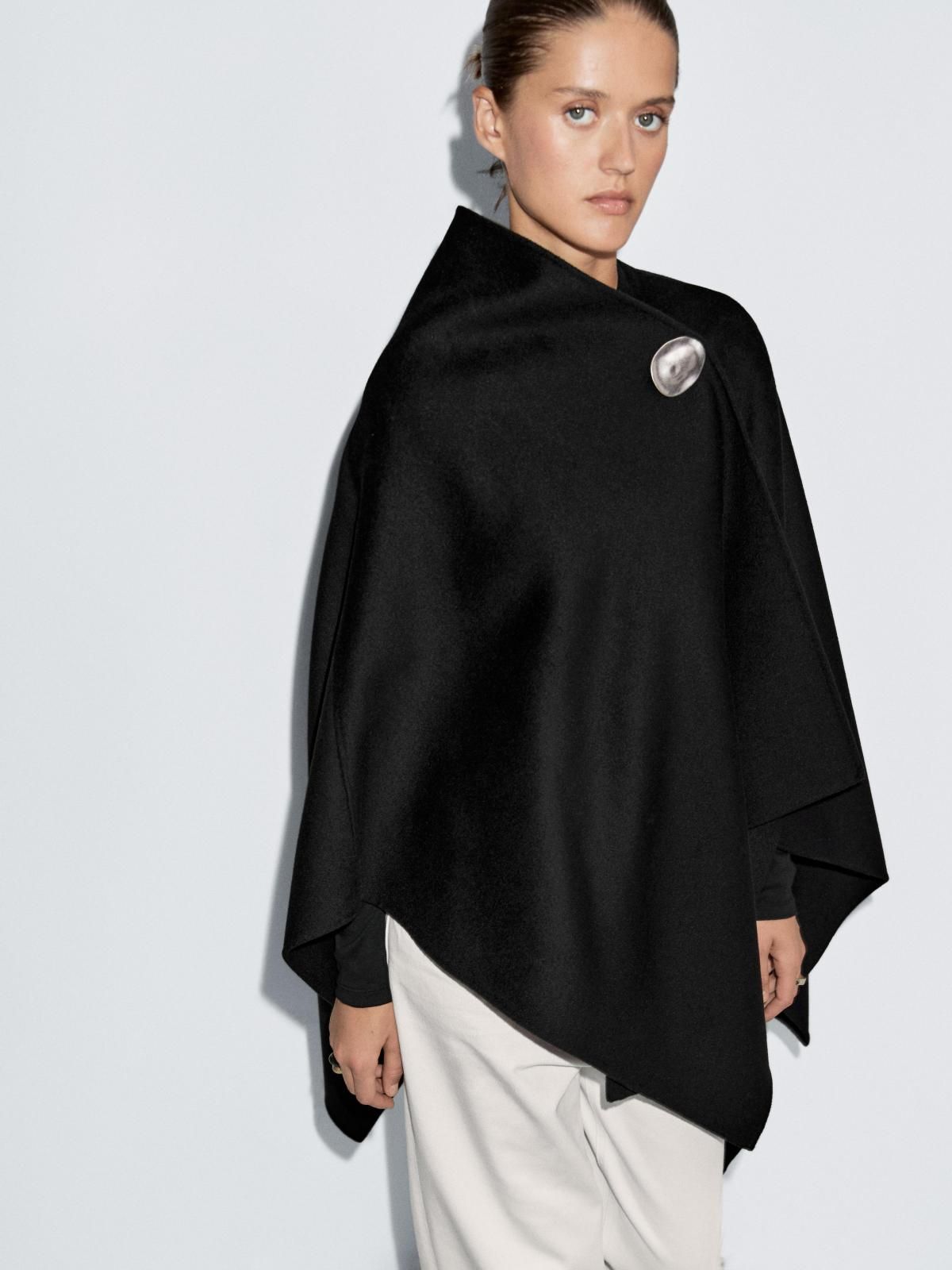 마시모두띠 모던 울블렌드 펠트 텍스처 케이프 6349/661 BLACK - 상세 이미지 4
