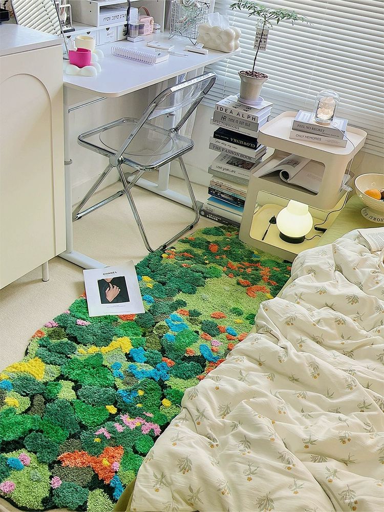 이끼러그 꽃밭 침실 플라워 원룸 북유럽 발매트 자수 잔디러그 안방 인테리어 잔디밭 06 80x180cm 사이즈 참고 - 상세 이미지 2