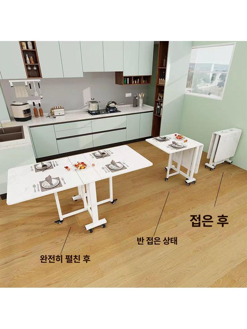 확장형 식탁 접이식 티테이블 다용도 이동식 벽테이블 100x60x75 A - 상세 이미지 4