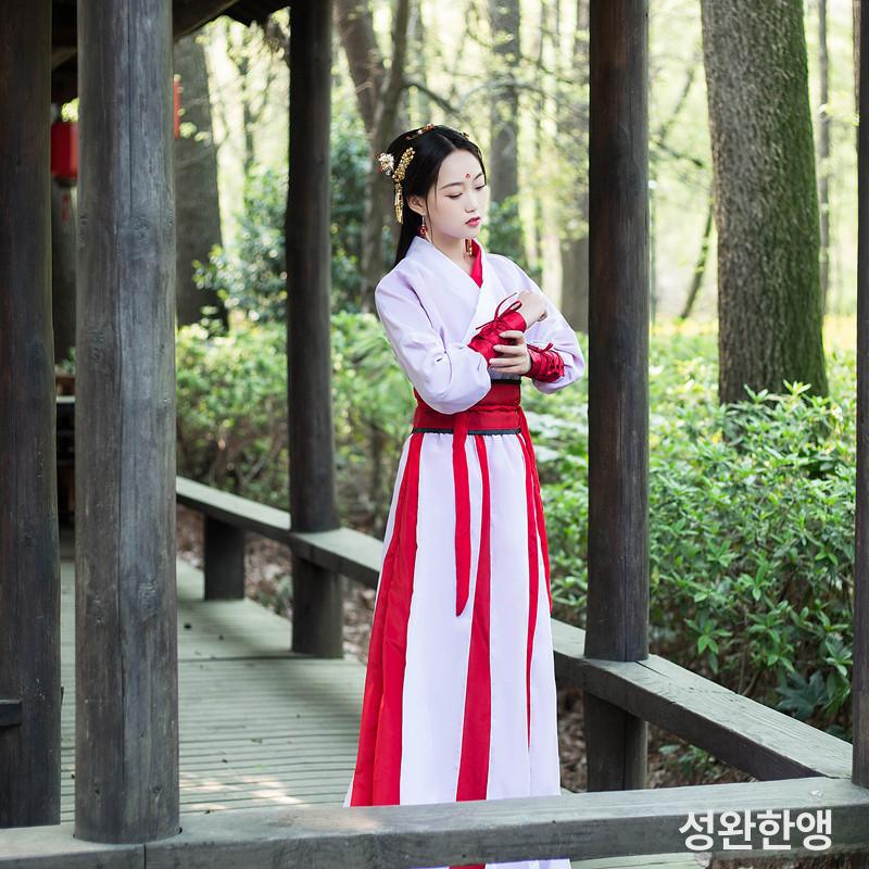난타복 난타의상 무대 공연복 레드 화이트 바지 5피스 레드 손목 S 155-160cm 90-100파운드 - 상세 이미지 4
