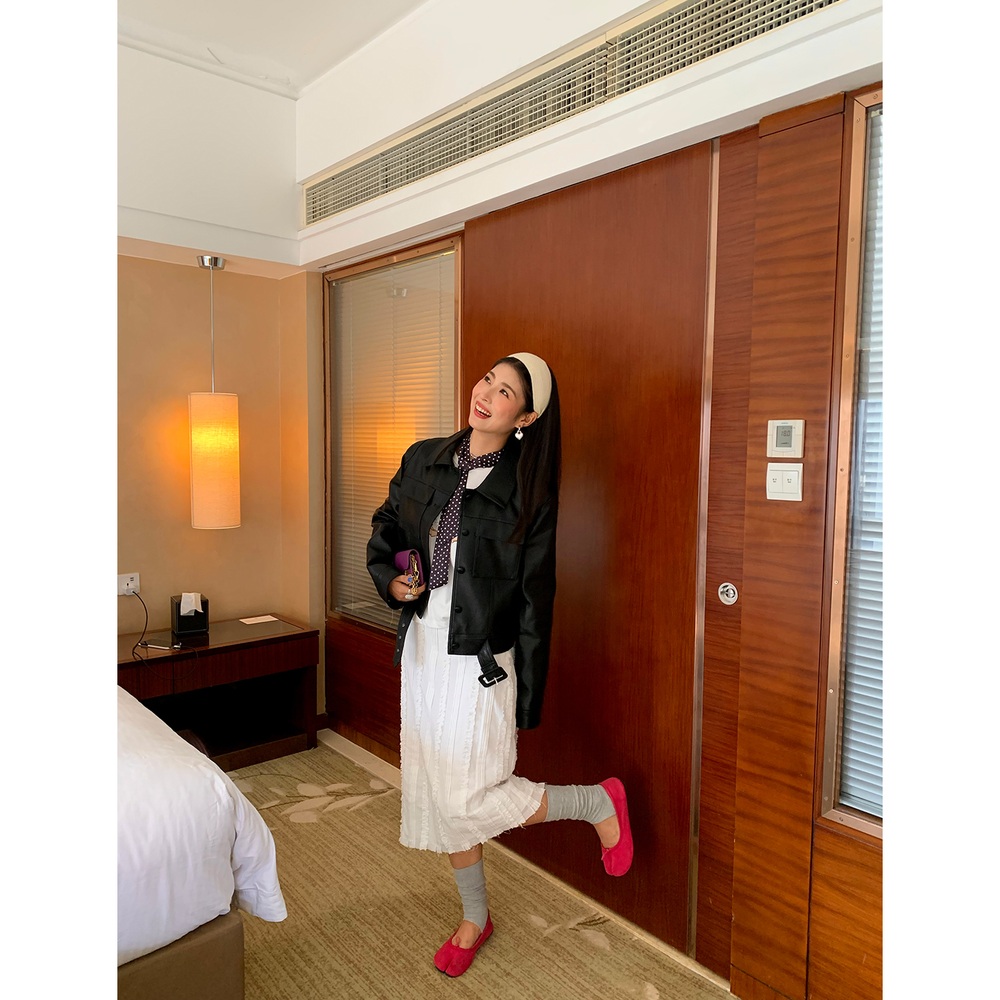 세로스트라이프 프릴포인트 롱스커트 순면 빈티지 무드 감성 클래식 예쁜 디자인 느좋 화이트 - 상세 이미지 3