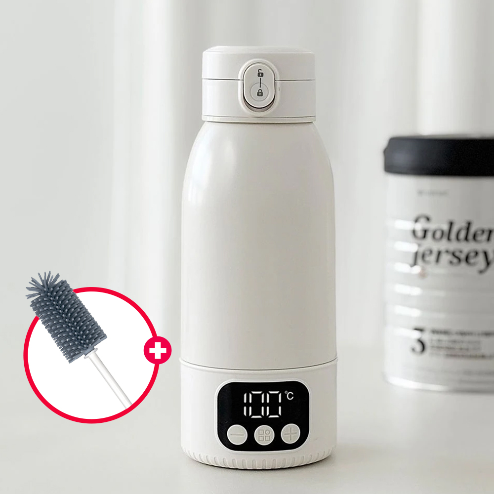 100도 휴대용 분유포트 무선 가열 텀블러 500ml 전기포트 온도조절 아기 분유 보온병
