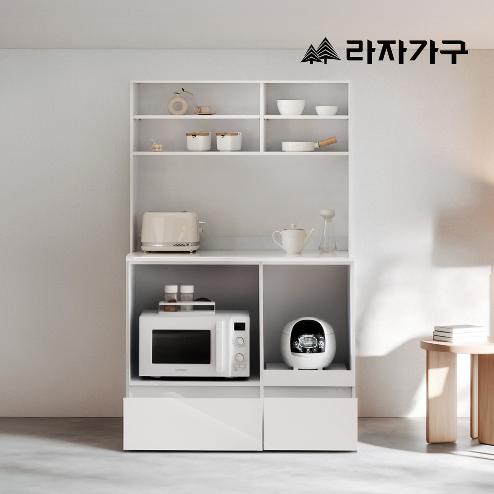 라자가구 모드리안 오픈형 광파오븐 렌지대+밥솥장+상부장 1000 주방수납장 세트