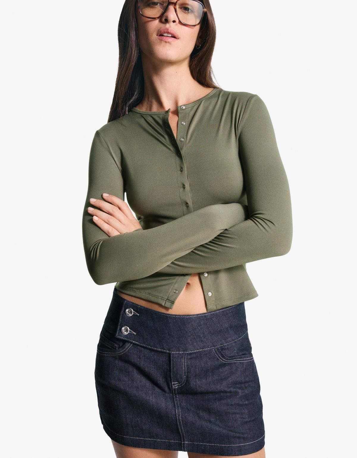 버쉬카 베이직 버튼 긴팔 티셔츠 6969/727 KHAKI - 상세 이미지 2