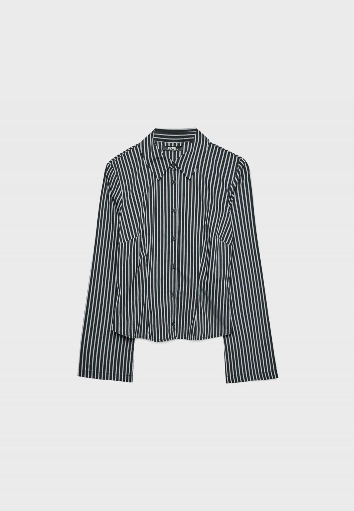스트라디바리우스 스트라이프 베이직 테크니컬 슬림핏 셔츠 7128/250 GREY DENIM WASH - 상품 이미지