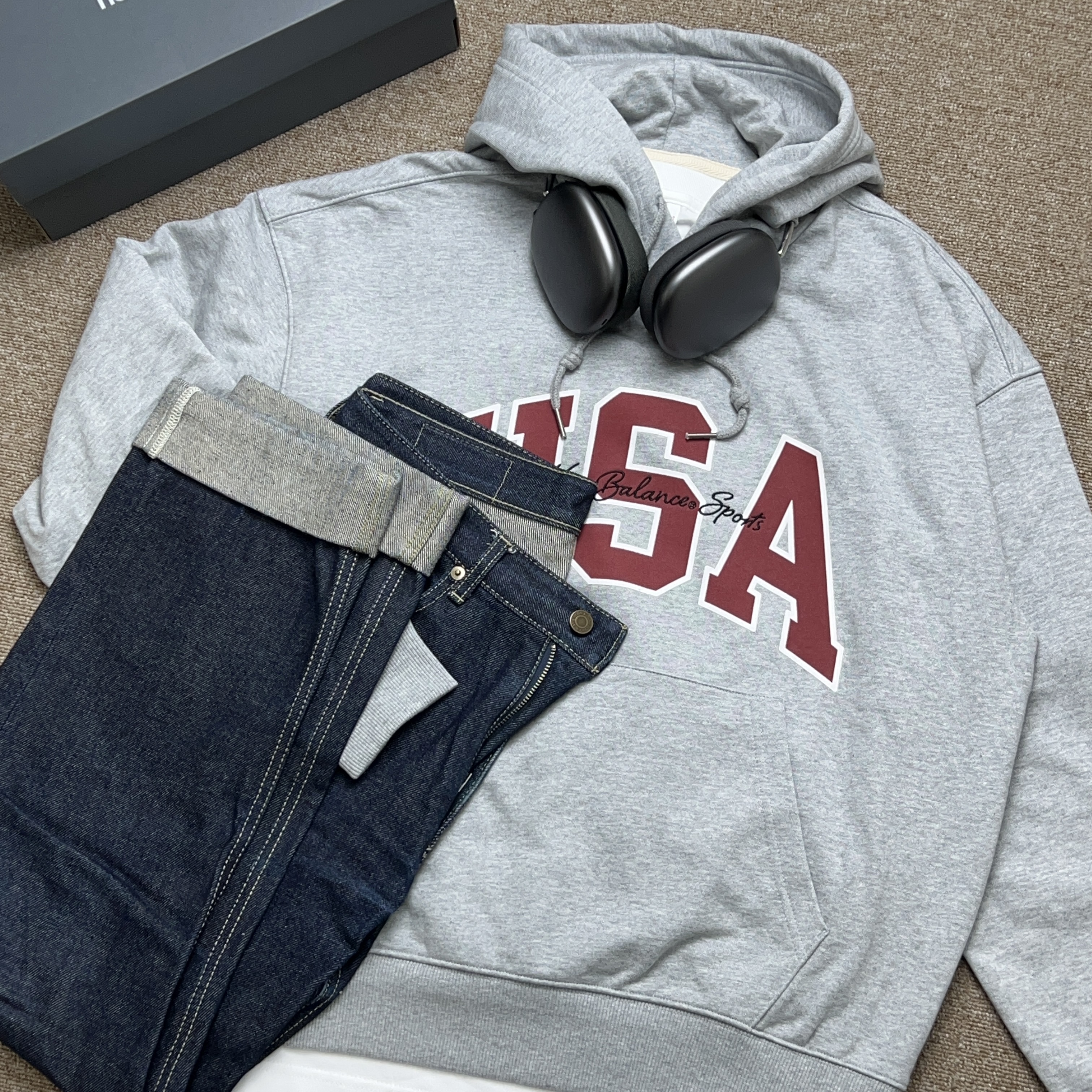 뉴발란스 후드티 USA 타이거 프린팅 기모 - 상세 이미지 3